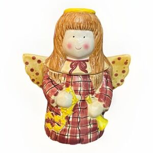 Vintage 90's  Angel Ceramic Cookie Jar Debbie Mumm Celestial Cherub Kitchen